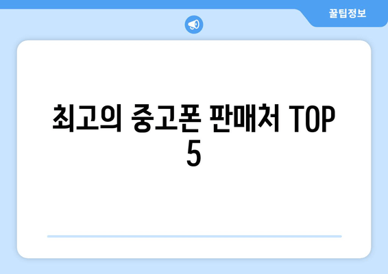 최고의 중고폰 판매처 TOP 5