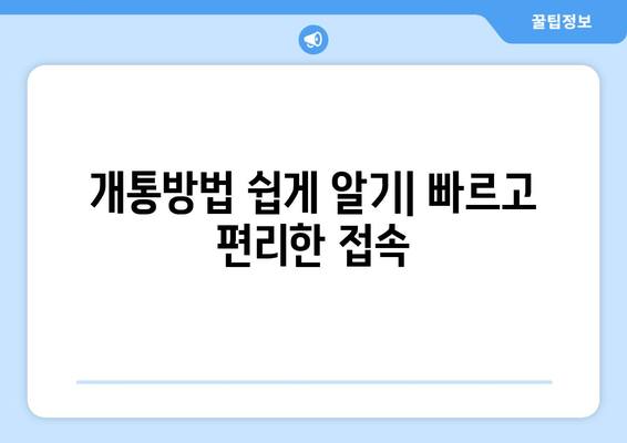 개통방법 쉽게 알기| 빠르고 편리한 접속