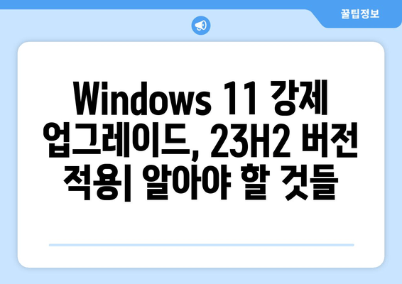 마이크로소프트, Windows 11 이전 버전 강제 업그레이드 시작| 23H2 버전 적용 | Windows 11 강제 업데이트, 23H2 버전, 업데이트 거부 방법