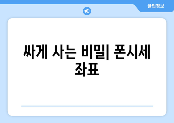 싸게 사는 비밀| 폰시세 좌표