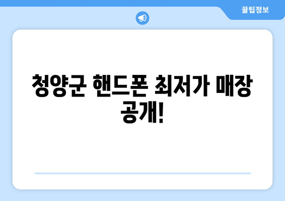 청양군 핸드폰 최저가 매장 공개!