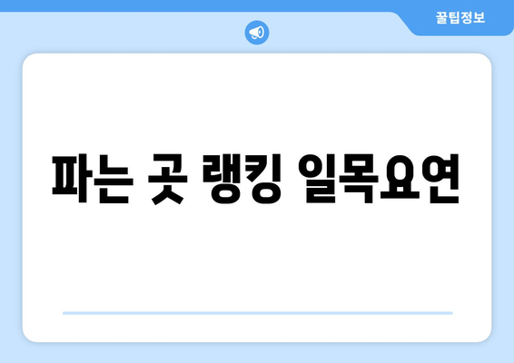 파는 곳 랭킹 일목요연