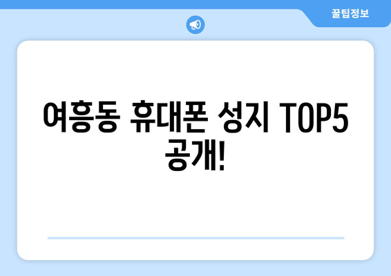 여흥동 휴대폰 성지 TOP5 공개!