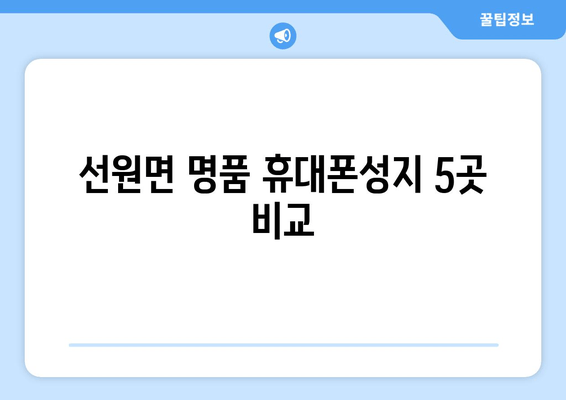 선원면 명품 휴대폰성지 5곳 비교