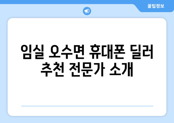 임실 오수면 휴대폰 딜러 추천 전문가 소개