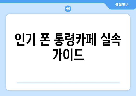 인기 폰 통령카페 실속 가이드