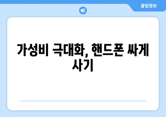 가성비 극대화, 핸드폰 싸게 사기