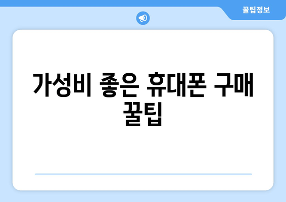 가성비 좋은 휴대폰 구매 꿀팁