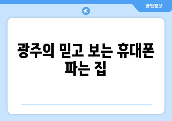 광주의 믿고 보는 휴대폰 파는 집