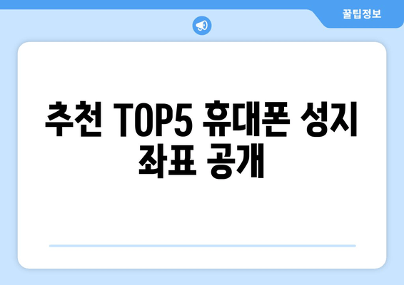 추천 TOP5 휴대폰 성지 좌표 공개