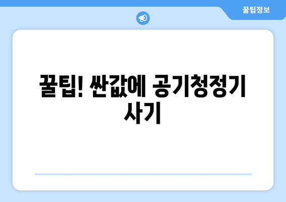 꿀팁! 싼값에 공기청정기 사기