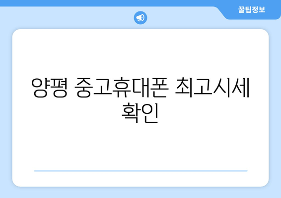 양평 중고휴대폰 최고시세 확인