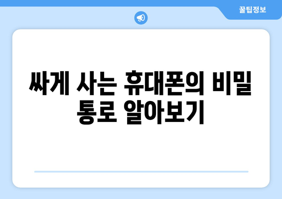 싸게 사는 휴대폰의 비밀 통로 알아보기