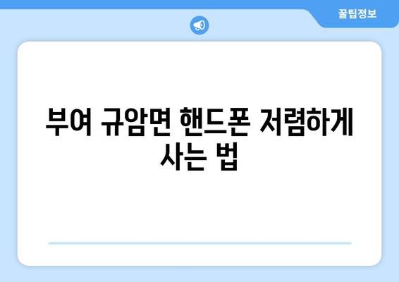 부여 규암면 핸드폰 저렴하게 사는 법