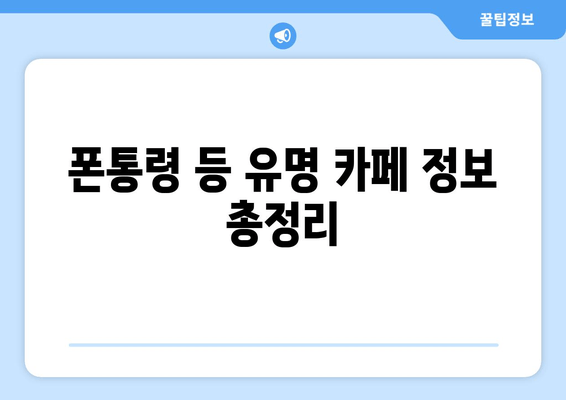 폰통령 등 유명 카페 정보 총정리