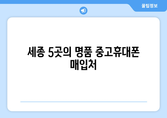 세종 5곳의 명품 중고휴대폰 매입처