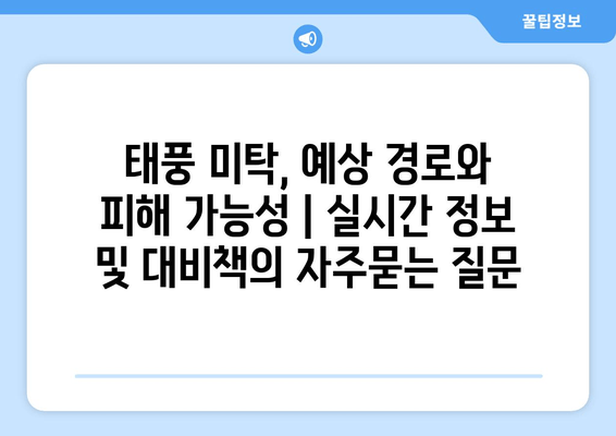 태풍 미탁, 예상 경로와 피해 가능성 | 실시간 정보 및 대비책