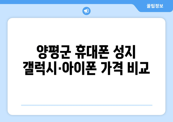 양평군 휴대폰 성지 갤럭시·아이폰 가격 비교