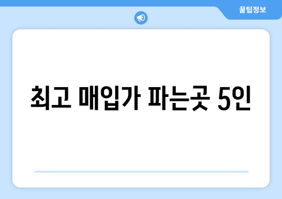 최고 매입가 파는곳 5인