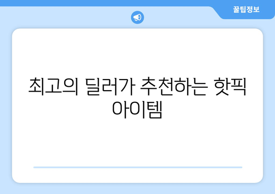 최고의 딜러가 추천하는 핫픽 아이템