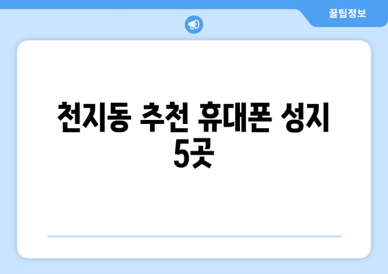 천지동 추천 휴대폰 성지 5곳