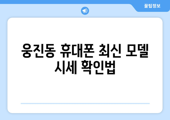 웅진동 휴대폰 최신 모델 시세 확인법