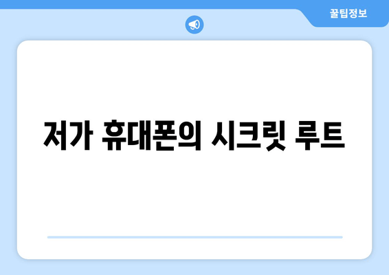 저가 휴대폰의 시크릿 루트