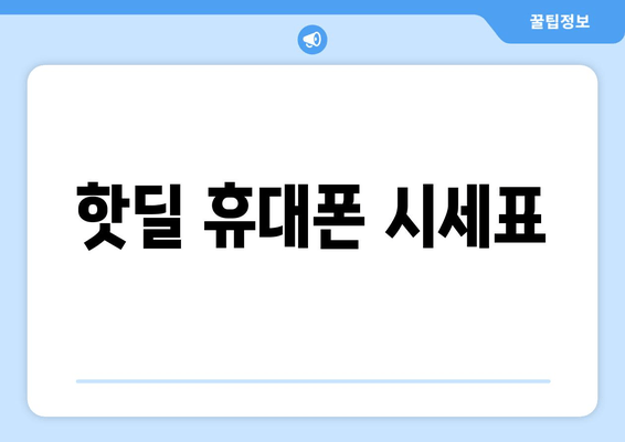 핫딜 휴대로 시세표