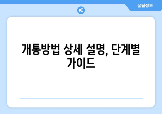 개통방법 상세 설명, 단계별 가이드