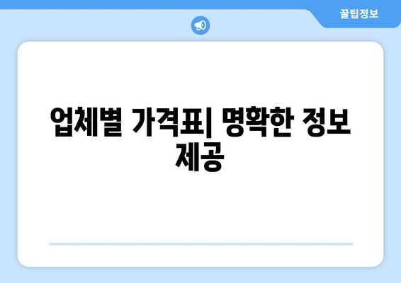 업체별 가격표| 명확한 정보 제공