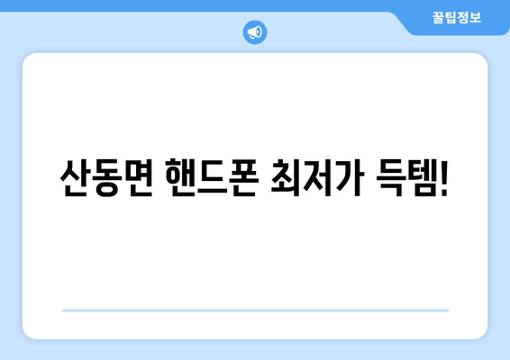 산동면 핸드폰 최저가 득템!