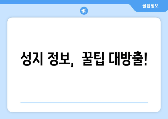 성지 정보,  꿀팁 대방출!