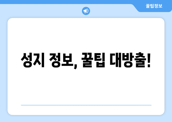 성지 정보, 꿀팁 대방출!