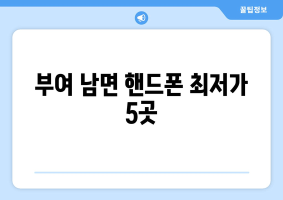 부여 남면 핸드폰 최저가 5곳