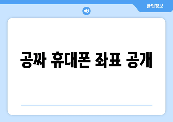 공짜 휴대폰 좌표 공개