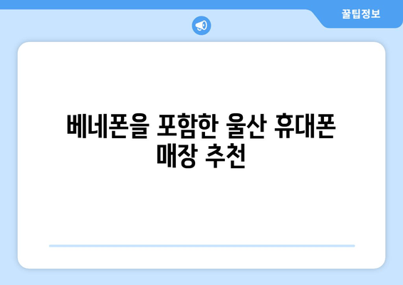 베네폰을 포함한 울산 휴대폰 매장 추천