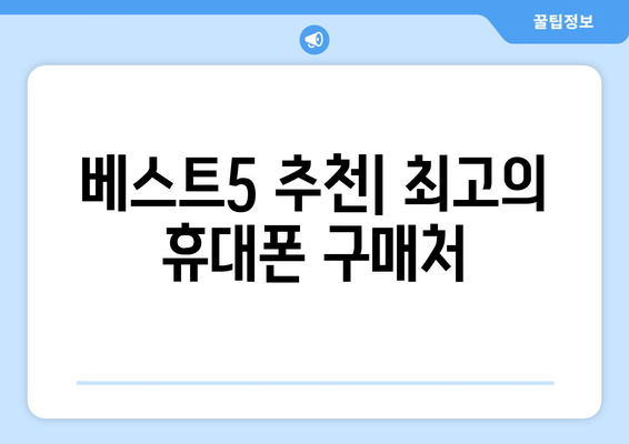 베스트5 추천| 최고의 휴대폰 구매처