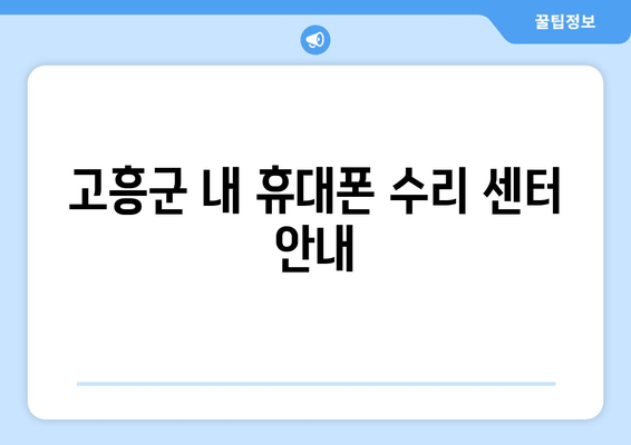 고흥군 내 휴대폰 수리 센터 안내