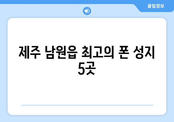 제주 남원읍 최고의 폰 성지 5곳