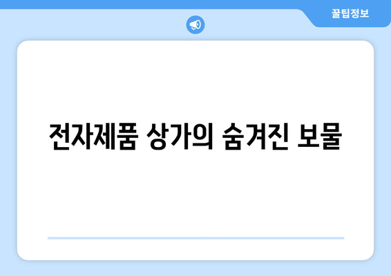 전자제품 상가의 숨겨진 보물