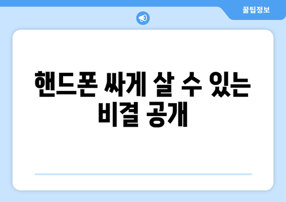 핸드폰 싸게 살 수 있는 비결 공개