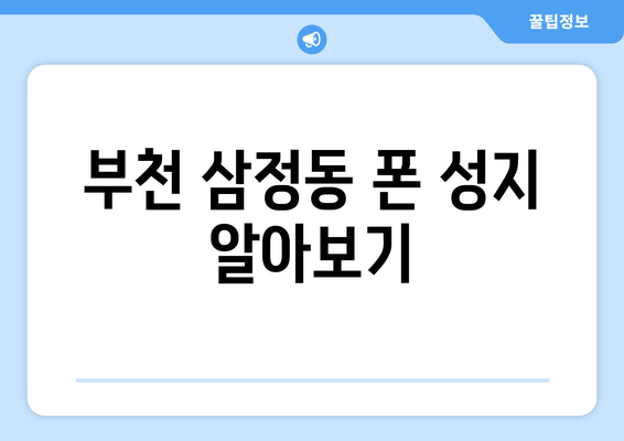 부천 삼정동 폰 성지 알아보기