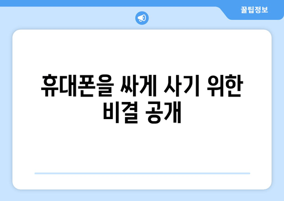 휴대폰을 싸게 사기 위한 비결 공개