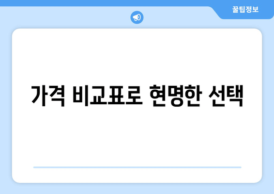 가격 비교표로 현명한 선택