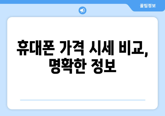 휴대폰 가격 시세 비교, 명확한 정보