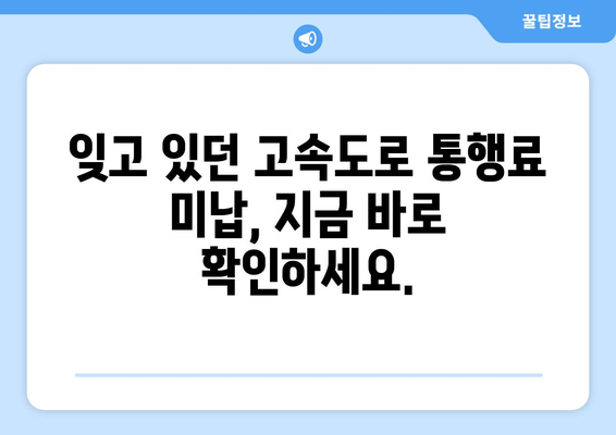 고속도로 통행료 미납 해결| 간편 조회부터 납부까지 한 번에! | 통행료, 미납 조회, 납부 방법, 고속도로