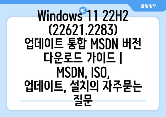 Windows 11 22H2(22621.2283) 업데이트 통합 MSDN 버전 다운로드 가이드 |  MSDN, ISO, 업데이트, 설치