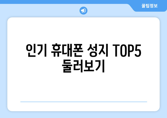 인기 휴대폰 성지 TOP5 둘러보기