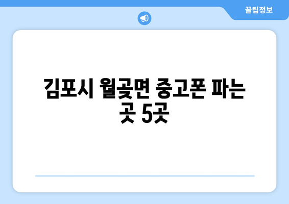 김포시 월곶면 중고폰 파는 곳 5곳