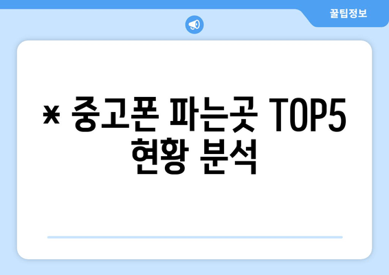 * 중고폰 파는곳 TOP5 현황 분석